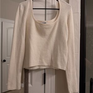 Old Navy Cream Ribbed Knit Top